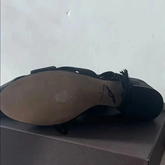 NWT Brian Atwood Black Tie-up Suede Sandals - Picture 5 of 7